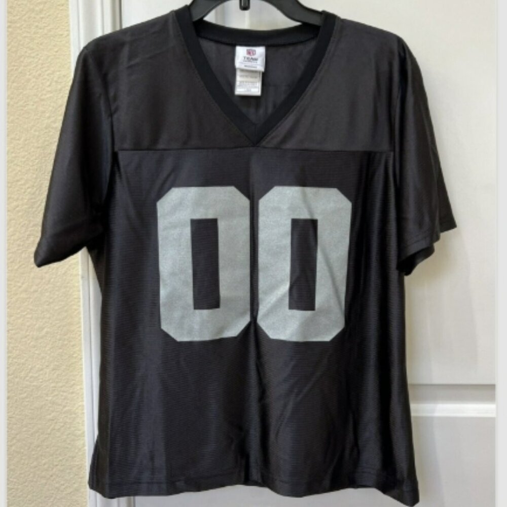 NFL Team Apparel Women Raiders V Neck Jersey Black Gray 00 Vegas Large Football